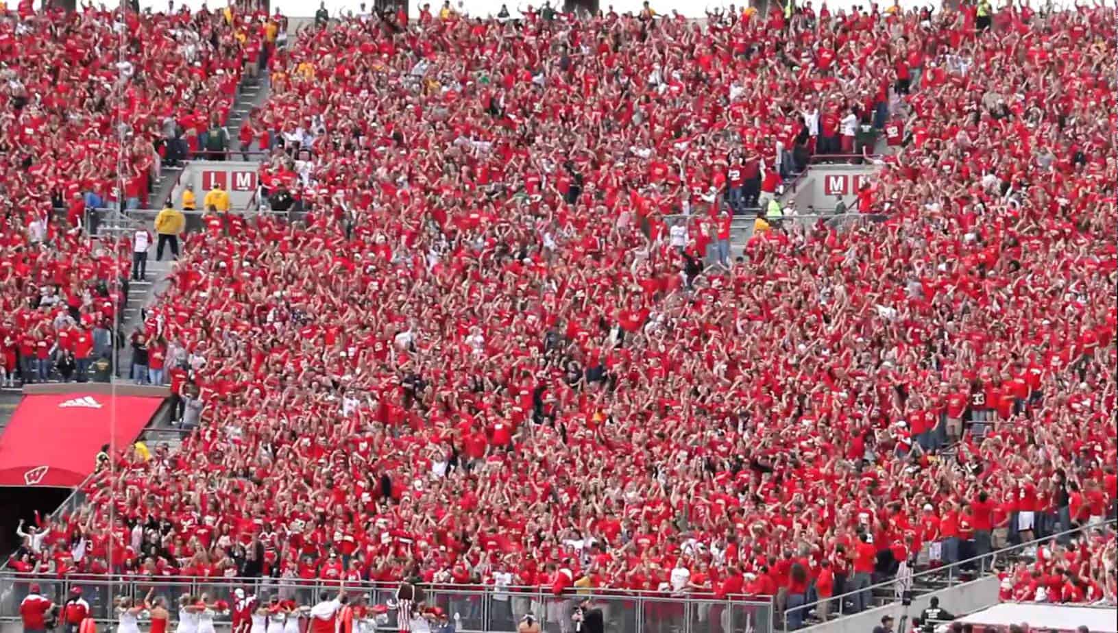 wisconsin jump around badgers student section randall camp badger madison college fans tradition