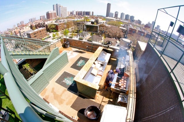 View of the grill and Chicago skyline