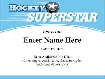 Hockey Certificates.