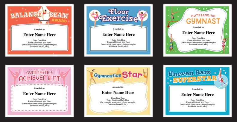 gymnastics certificates image