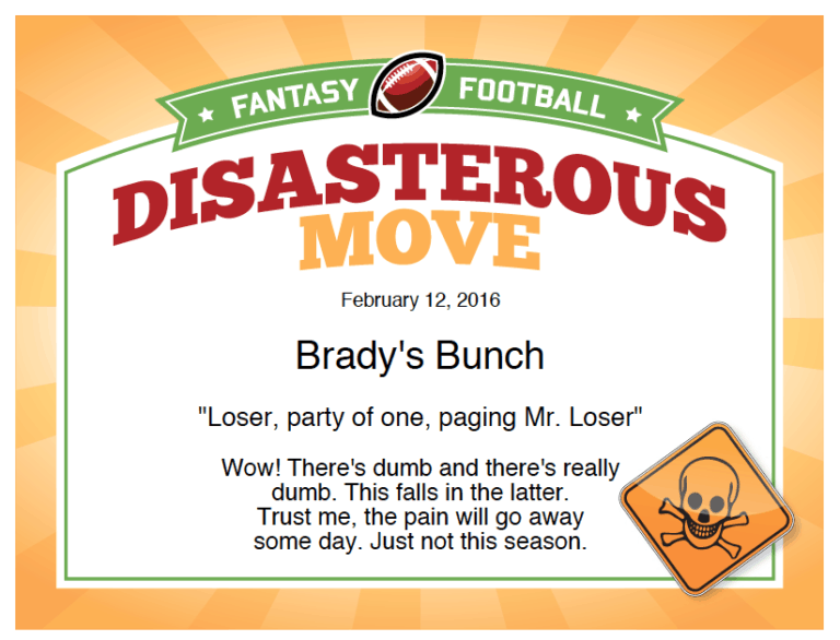 Fantasy Football Certificates Award Templates For FFL