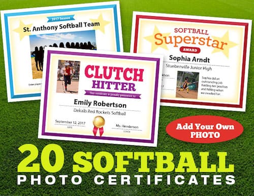 softball photo certificates image