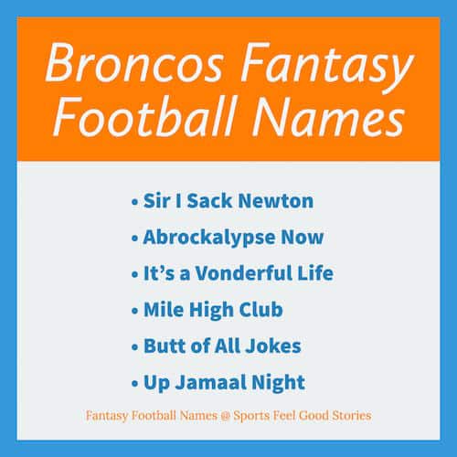 Fantasy football team names Broncos image