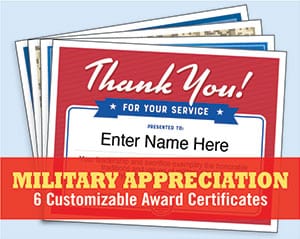 Military appreciation certificates.