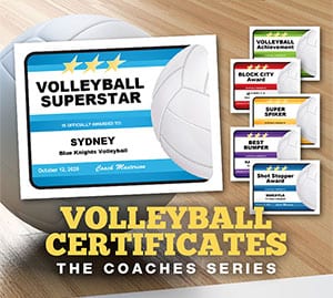 volleyball award certificate button