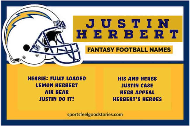Justin Herbert Fantasy Football Team Names.