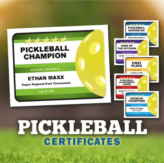 editable pickleball certificates - gift guide