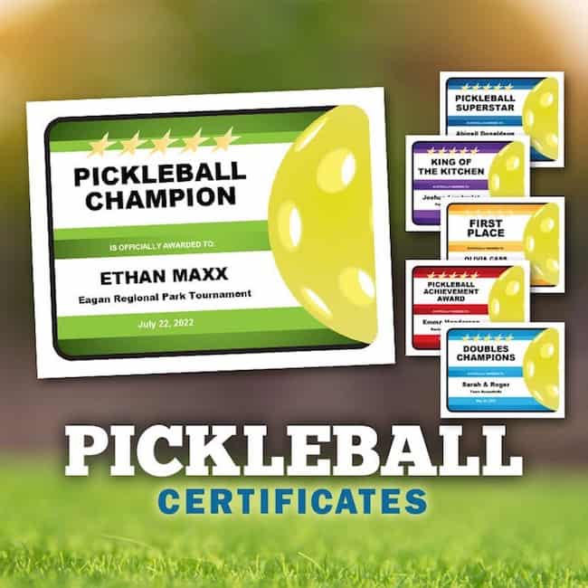 Best editable pickleball certificates.