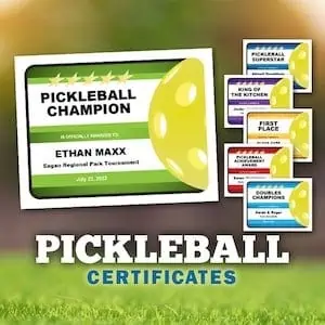 pickleball certificates button