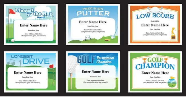 golf certificates templates.