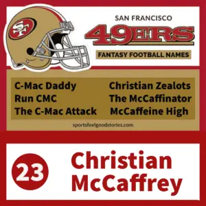 Best Christian McCaffrey fantasy football team names.