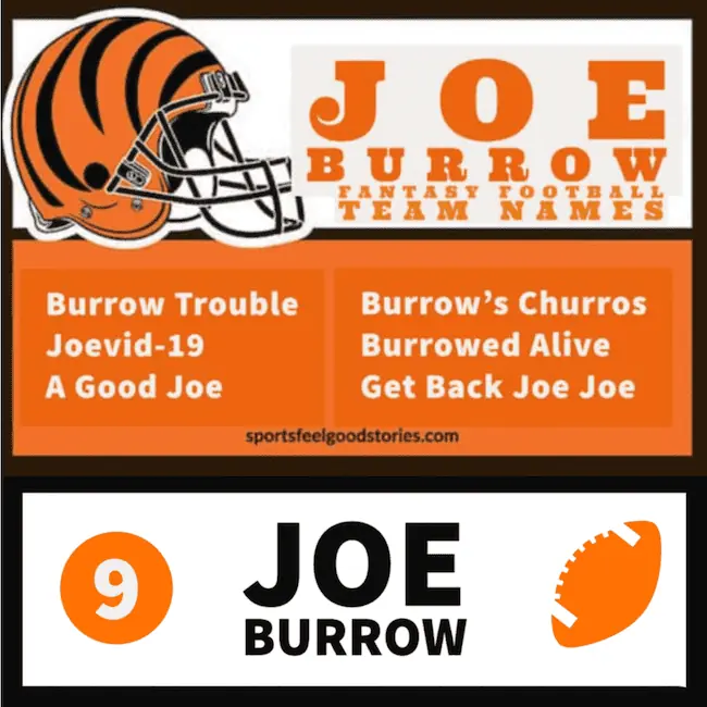 Best Joe Burrow fantasy football naming ideas.