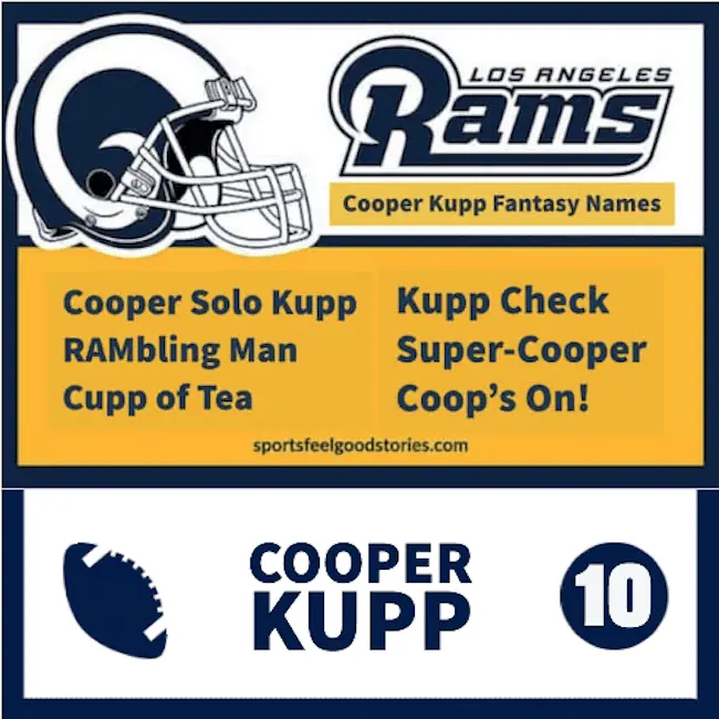 Funny Cooper Kupp Fantasy football team names.