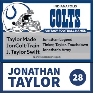Jonathan Taylor fantasy football team names.