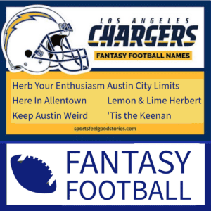 Los Angeles Chargers Fantasy Football Team Names.