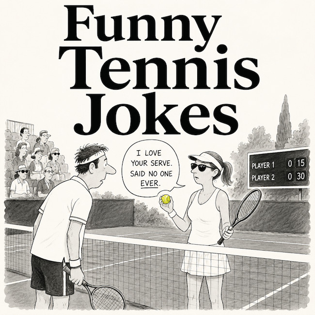 Best tennis jokes, puns, and one-liners.