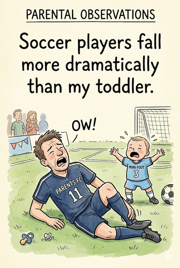 Soccer players fall more dramatically than my toddler.