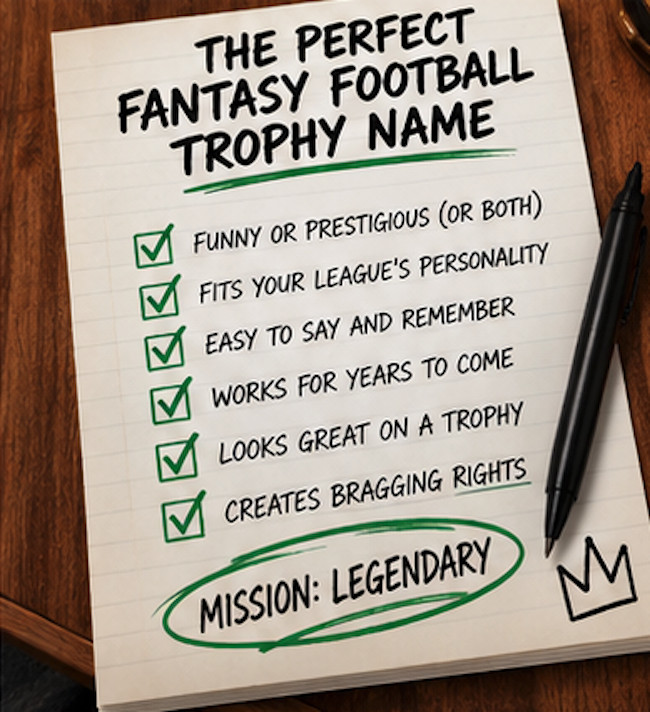 The Perfect Fantasy Football Trophy Name considerations.
